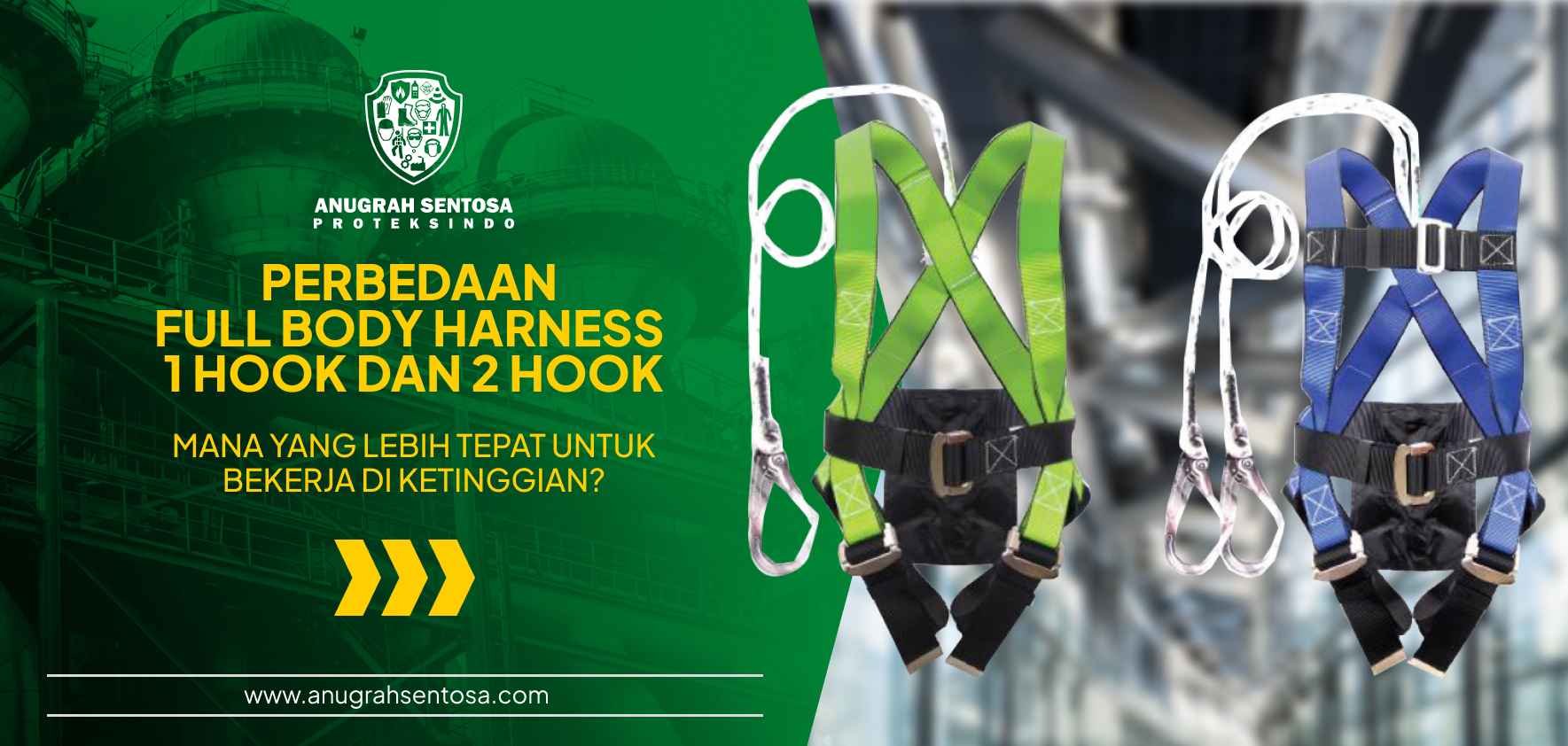 perbedaan full body harness 1 hook dan 2 hook