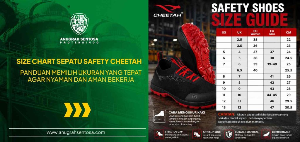 size chart sepatu safety cheetah